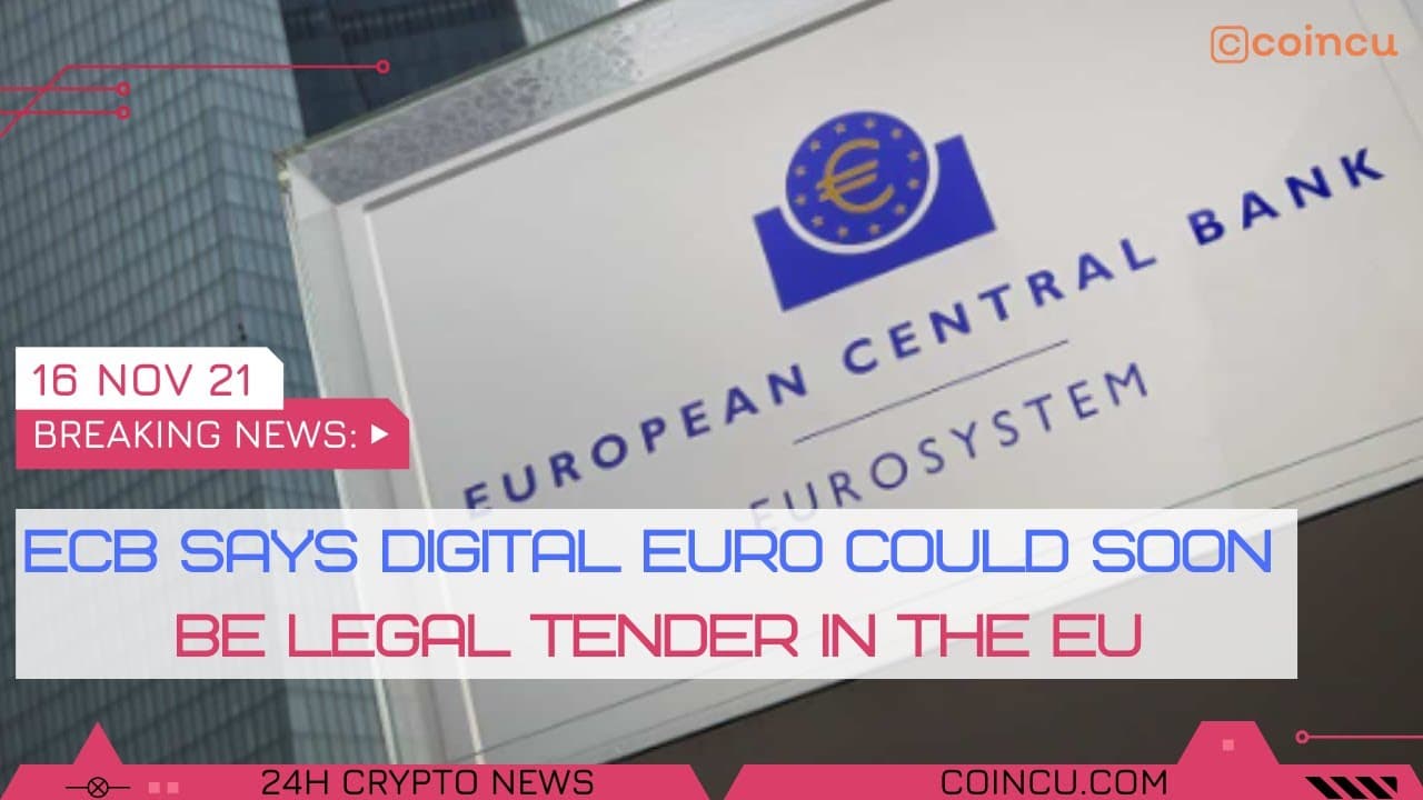 ECB says digital euro could quickly be legal tender in the EU | News on sixteen Nov 2021 | Crypto News