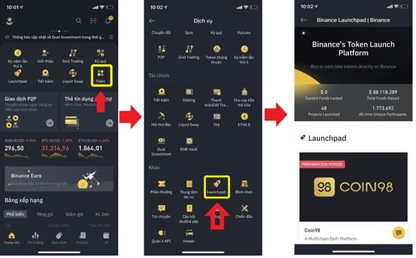 Instructions for the IEO Coin98 project on Binance Launchpad Only 4 Simple Steps